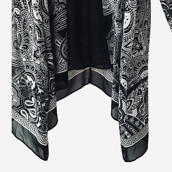 Chico’s Black Label Sheer Blouse Cold Shoulder Sleeves Size 00 - Picture 2 of 10